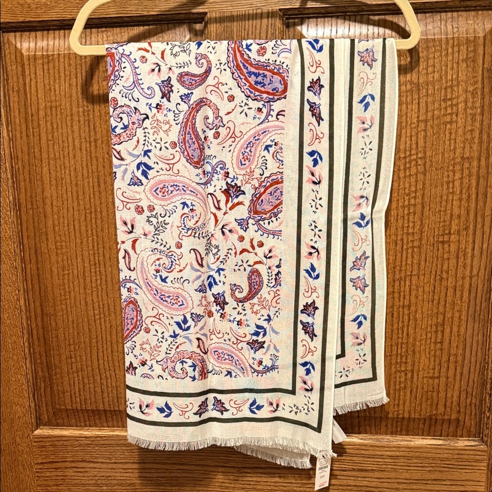 Talbots Elegant Paisley Fringe Scarf Wrap  NWT